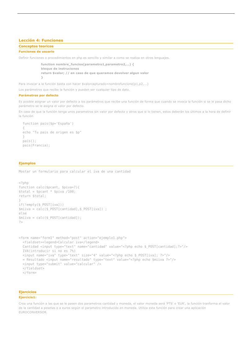 Imágen de pdf Lección 4 - Funciones - Manual de PHP